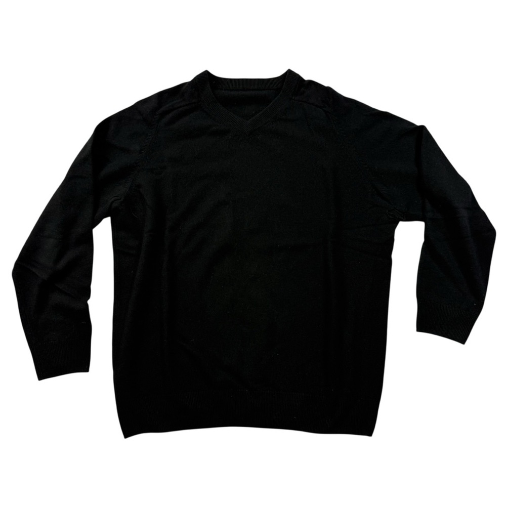 Unbranded Black V-Neck Sweater – Long Sleeve Pullover – Men’s Medium